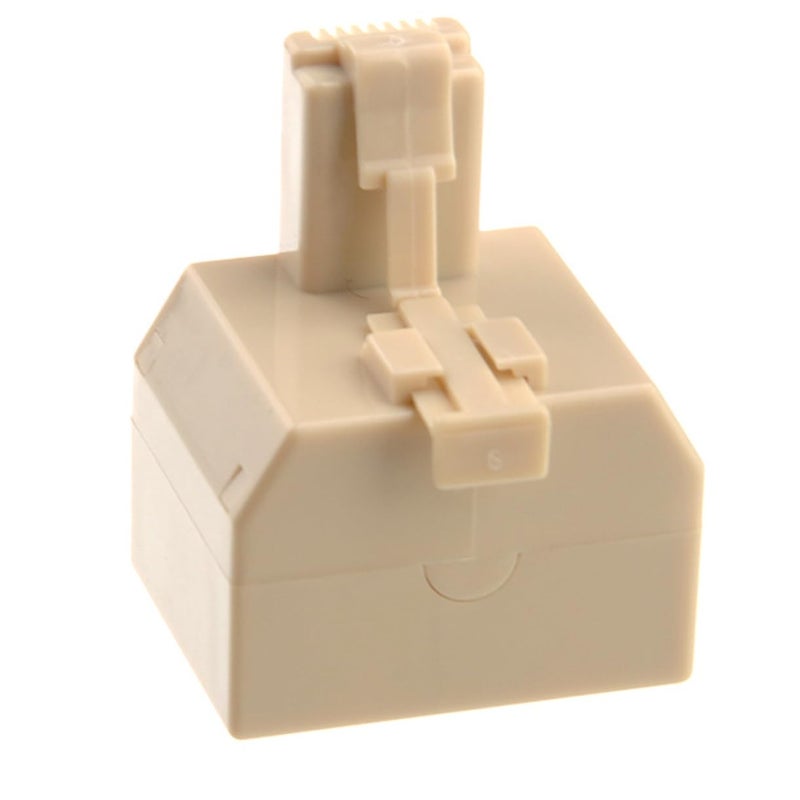 Beige Ethernet Coupler Male to Dual Female Connector for Computer TV Router - Image 1